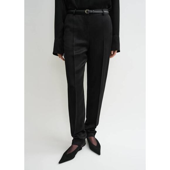 Toteme Low Waist Satin Trousers in Black 34 US 2 - Picture 2 of 4